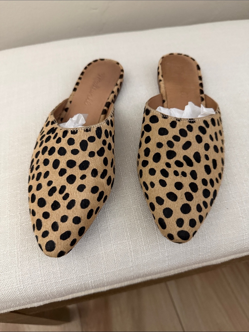 Madewell Leopard-Print Pointed Slide Mules - Tan & Black